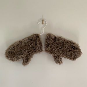 Furry Fuzzy Large Mittens, Faux Fake Fur